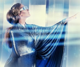 Dressed in black cloak girl Stock Photo 02