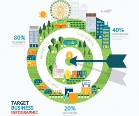 Ecology city business infographic vector 01