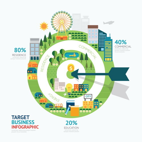 Ecology city business infographic vector 01