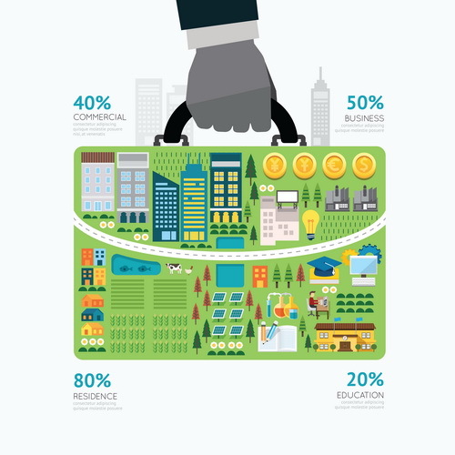 Ecology city business infographic vector 02