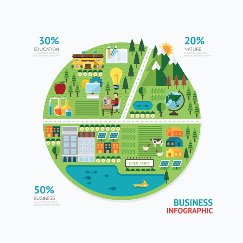 Ecology city business infographic vector 03