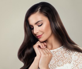 Elegant makeup ringletted lovely woman Stock Photo 11