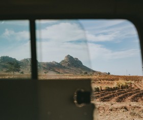 Empty scenery outside of car window Stock Photo