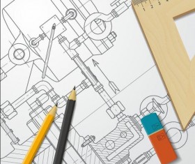 Engineer design drawings template vector 01