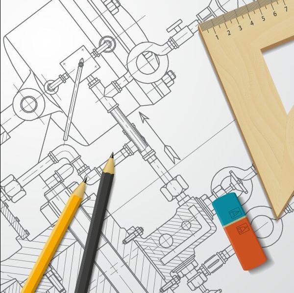 Engineer design drawings template vector 01