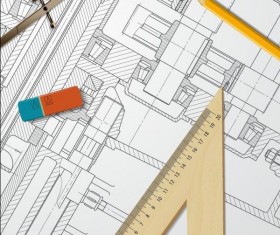 Engineer design drawings template vector 02