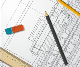 Engineer design drawings template vector 03