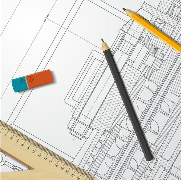 Engineer design drawings template vector 03