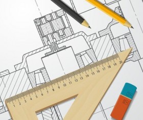 Engineer design drawings template vector 04