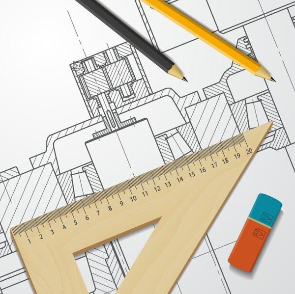 Engineer design drawings template vector 04