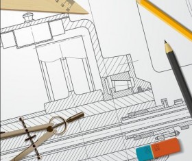 Engineer design drawings template vector 06