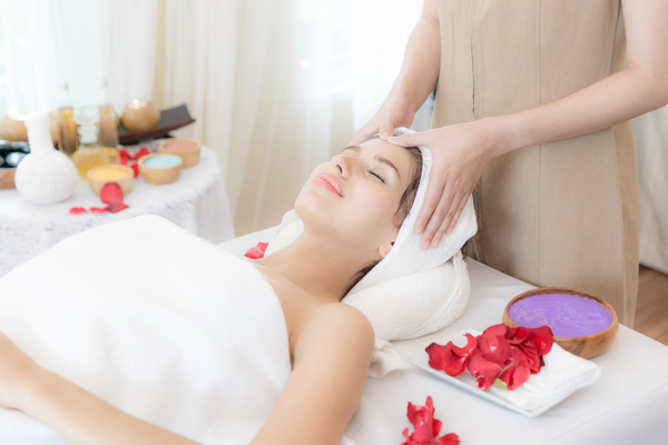 Facial beauty massage Stock Photo