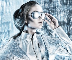 Fashion girl metal shine Stock Photo 10