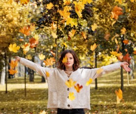 Fashion models in fall Parks Stock Photo 01