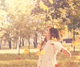 Fashion models in fall Parks Stock Photo 08