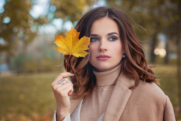 Fashion models in fall Parks Stock Photo 09