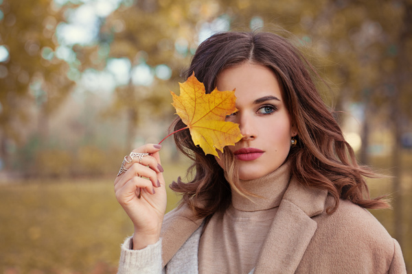 Fashion models in fall Parks Stock Photo 11