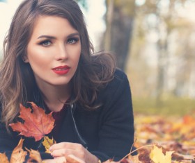 Fashion models in fall Parks Stock Photo 12