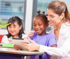 Female teachers and pupils Stock Photo 02