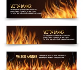 Fire banners template vector 01