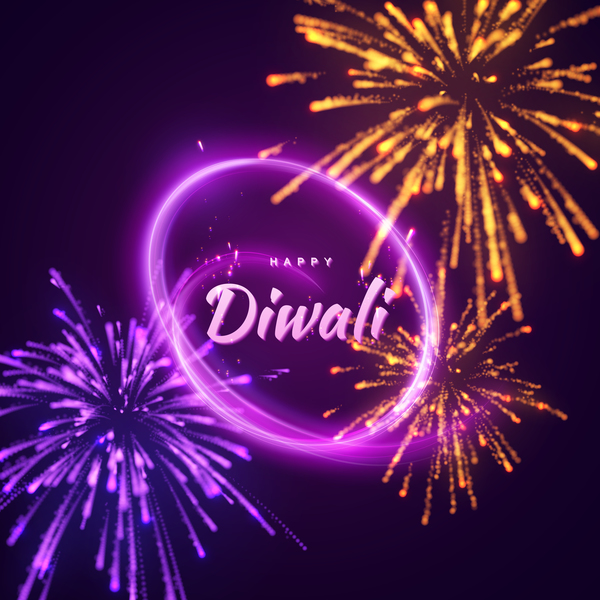 Firework effect with Diwali background vector 01