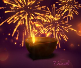 Firework effect with Diwali background vector 04