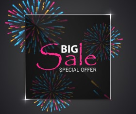 Fireworks with sale background vector 01