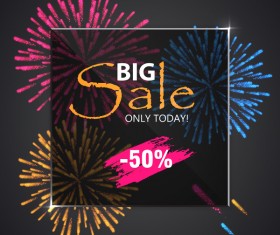 Fireworks with sale background vector 02