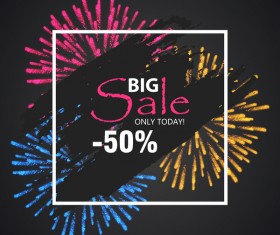 Fireworks with sale background vector 04