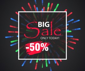 Fireworks with sale background vector 07