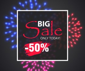 Fireworks with sale background vector 08