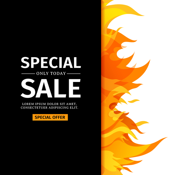 Flame cover special sale vector template 01