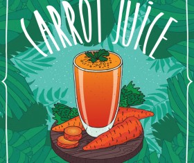 Fresh carrot juice poster vector