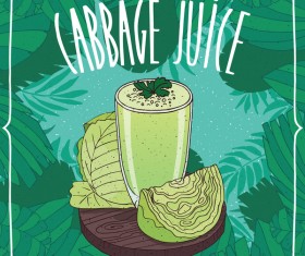 Fresh green cabbage juice poster vector