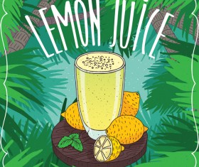 Fresh lemon juice poster vector