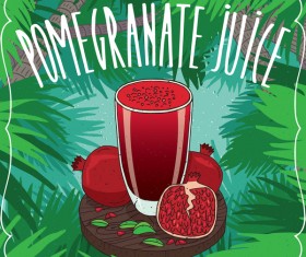 Fresh pomegranate juice poster vector