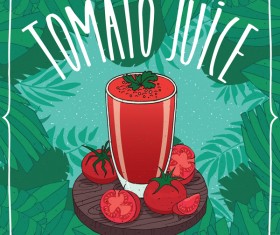 Fresh tomato juice poster vectors