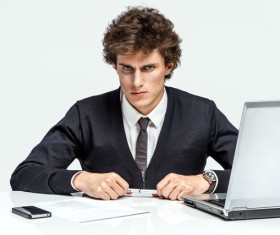 Frowned career male Stock Photo