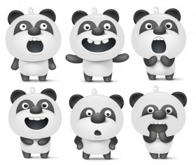 Funny panda vector set