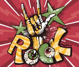Funny rock poster grunge vector 01