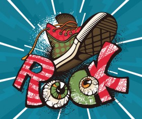 Funny rock poster grunge vector 02