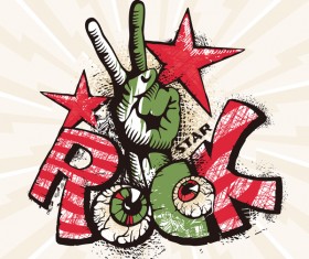 Funny rock poster grunge vector 03
