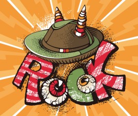 Funny rock poster grunge vector 04