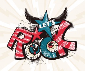 Funny rock poster grunge vector 05