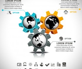 Gear and earth business infographic vector