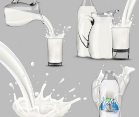 Glass bottle with milk splashing vector