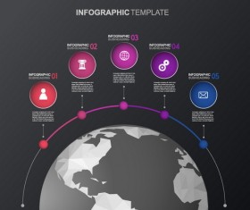 Globe infographic vector template 01