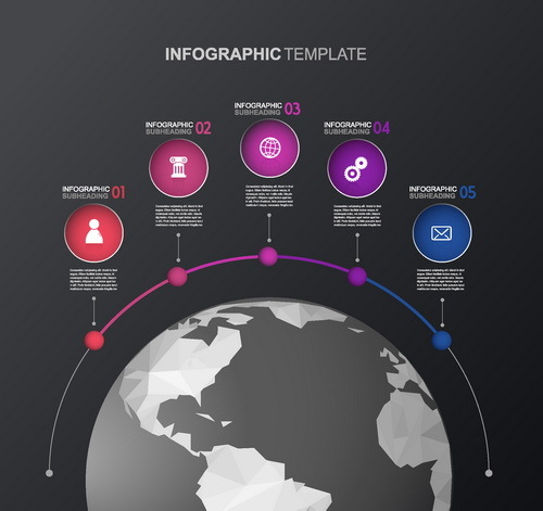 Globe infographic vector template 01