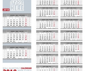 Gray desk 2018 calendar vector template
