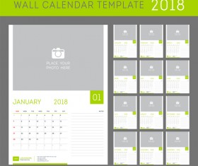 Green calendar 2018 templates vector